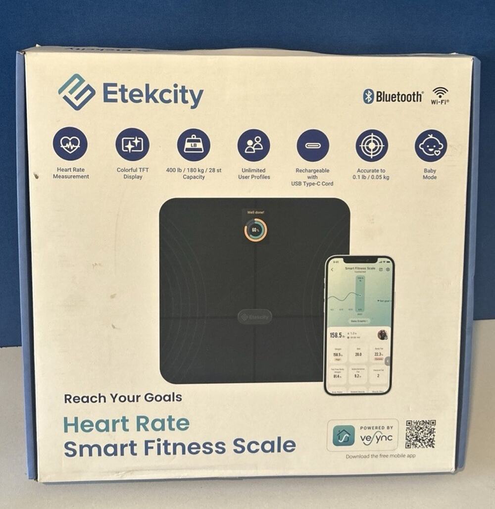 Etekcity Heart Rate Smart Fitness Scale ESF-A591S-KUS, Black - Free Shipping!
